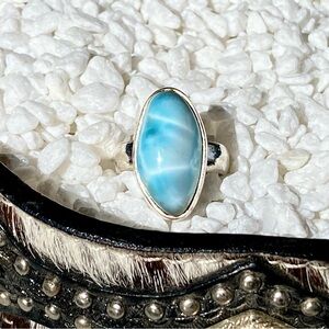 Authentic Larimar Ring set in 925 Silver Size 6